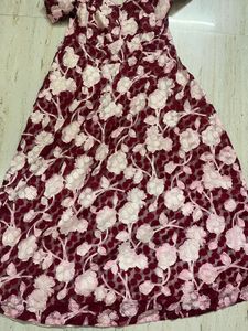 Burgundy Floral Lace Dress