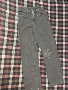 Stylish Gray Jeans with Star Detail