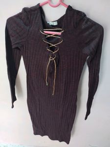 Burgundy Knit Midi Dress