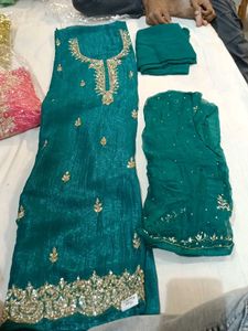 Teal Embellished Salwar Kameez Set
