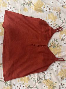 🧶Rustic Orange Button-Front Tank Top🧶