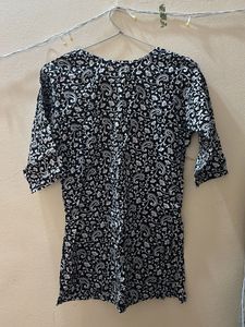 Black &amp; White Printed short kurti