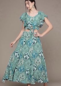 Teal Printed Kurta Set