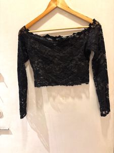 Elegant Black Lace Long Sleeve Top