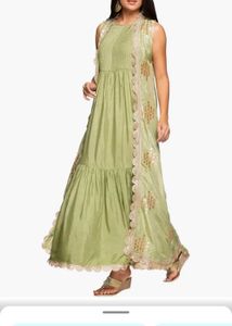 Ethnic Rayon Gown With Silk Overcoat Model