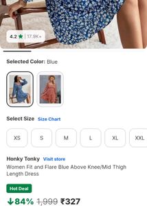 Floral Print Blue Mini Dress