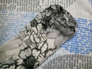 Grey And Black Floral Printed Midi Dress