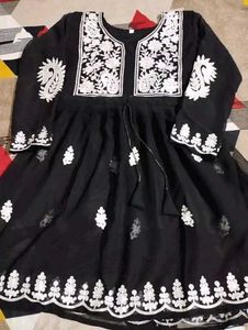 Black Embroidered Paisley Dress