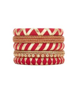 Red &amp; Gold Bangles (Set of 4)