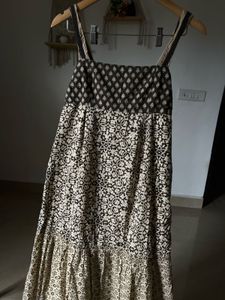 Brown&amp;Beige Printed Tiered Maxi Dress