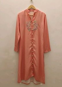 🌸 Designer Peach Party Wear Kurta with Inner 🌸