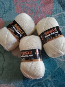 Set Of 3 Cream Color Oswal Knitting Yarn
