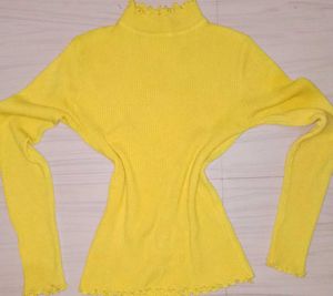 Yellow Ruffle Neck Top