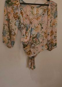 Floral Wrap Blouse