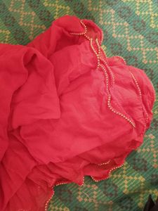 new Red Dupatta with Gold Beads