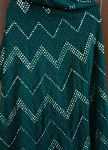 Bottle Green Unstitched Lehanga.