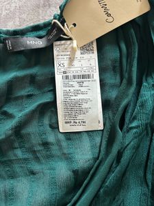 MANGO Emerald Color Wrap Mini Dress