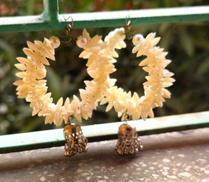 Floral Hoop Dangle Earrings