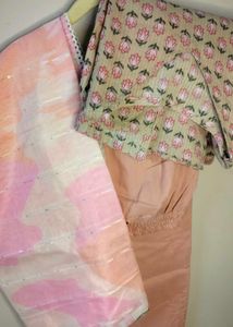 Pink Floral Print Kurta Set