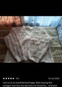 Cable Kint Off White Cardigan