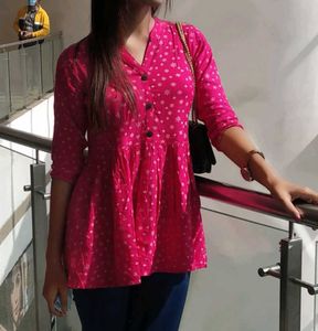 Pink Star Print Top