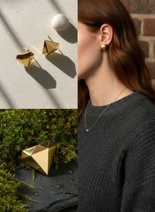 Geometric Pyramid Anti Tarnish Stud Earrings