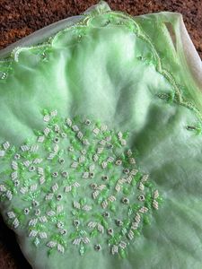 Light Green Floral Beaded Saree