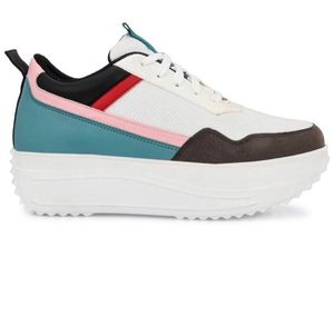 White Heel Sneakers Colour Blocked