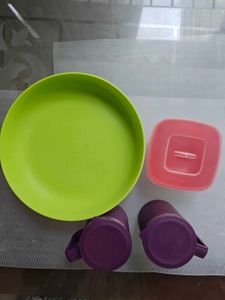 Assorted  plates and steel cups