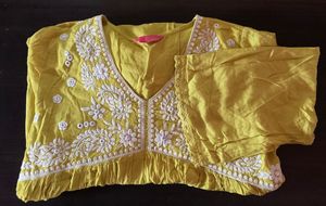Yellow Embroidered Kurta