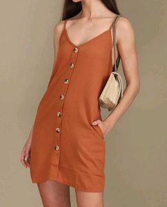 Button-Down Sun Dress With Two Pockets