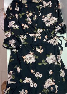 Floral Black Wrap Around Frock