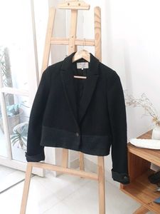 ZARA black wool blend short jacket