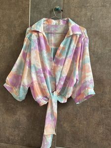 Tie-Front Pastel Blouse