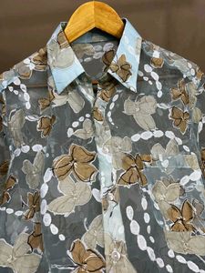 Floral applique Mesh shirt