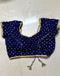 Navy & Gold Embroidered Sari Blouse