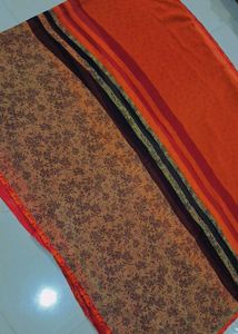 Elegant Brown Floral Print Saree