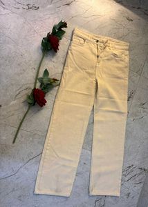 Beige Straight Leg Jeans