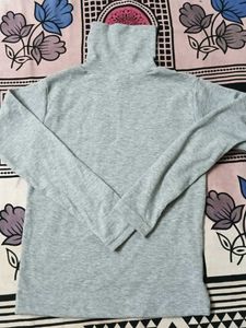 Gray Ribbed Turtleneck Top