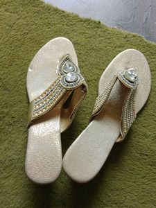 Golden Stone Moti Work Sandal