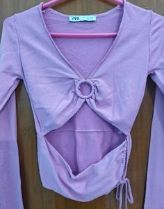 ZARA Pink Cutout Top