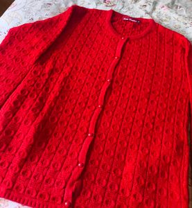 Red Knit Cardigan