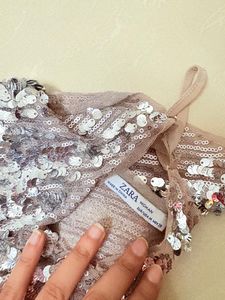 eye-catching sequin cami top from ZARA Woman.