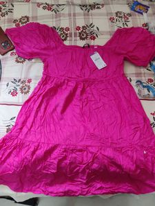 Pink Puff Sleeve Dress