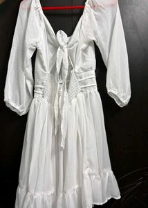 White Tie Back Mini Dress