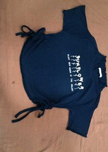 Casual Navy Blue Crop Top