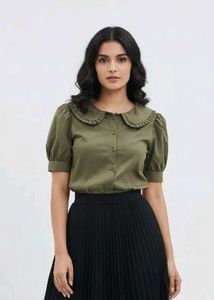 Bonkers Olive Green Collared Top