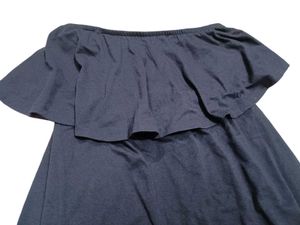 Navy Blue Off-Shoulder Maxi Dress