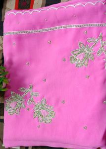 Pink Embellished Saree