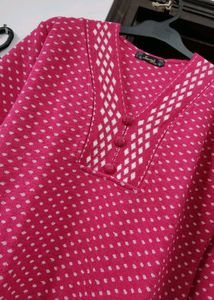 Pink Patterned Winter Kurti
